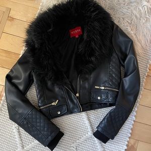 Guess Cropped Leather Jacket S